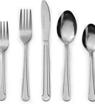 Bon Camisole 20-Piece Stainless Steel Flatware Silverware Cutlery Set, Include Knife/Fork/Spoon, Dishwasher Safe, Service for 4