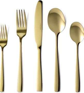 CAROTE 30 Piece Gold Silverware Set, Flatware Sets for 6, Food-Grade Stainless Steel Utensil Set with Spoons and Forks, Mirror Polished Cutlery Set for Kitchen, Dishwasher Safe